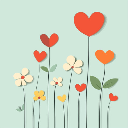 Flower background with hearts. Vector Illustration. Eps 10.のイラスト素材