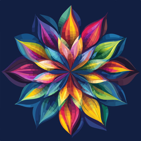 Colorful flower on dark blue background. Vector illustration for your designのイラスト素材