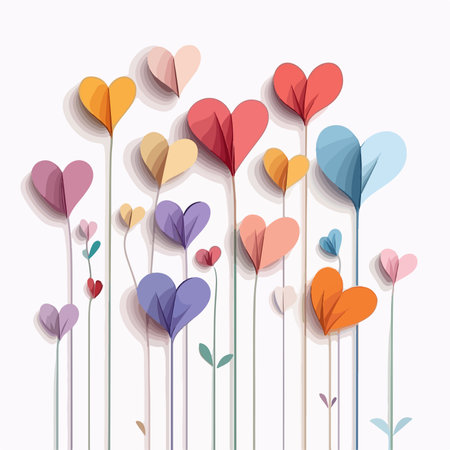 Flower background with colorful hearts. Vector illustration. Eps 10.のイラスト素材