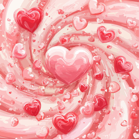 Valentine's day background with candy hearts. Vector illustration.のイラスト素材