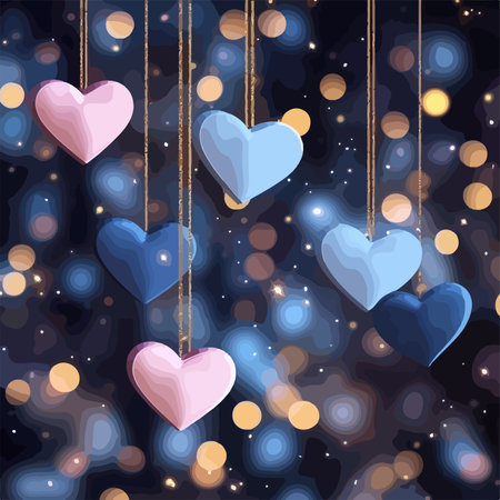 Valentines day background with hearts and lights. Vector illustration.のイラスト素材