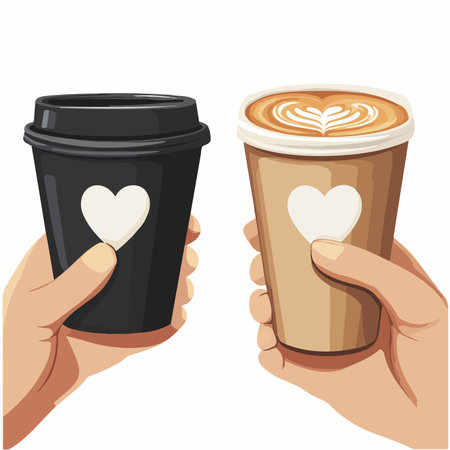 Coffee cup in hand. Vector illustration on white background.のイラスト素材