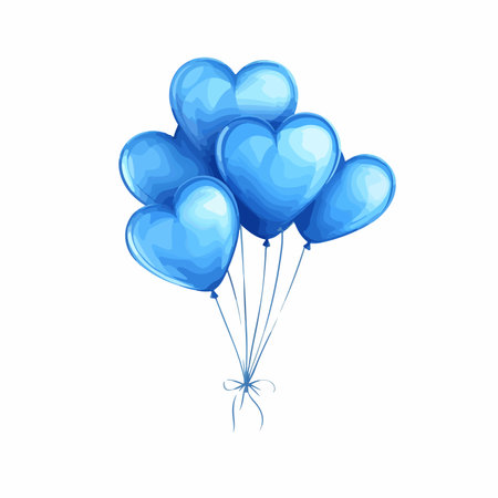 Blue balloons in the shape of a heart. Vector illustration on white background.のイラスト素材