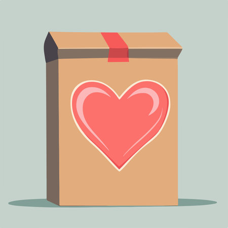 Cardboard box with heart icon. Vector illustration in flat style.のイラスト素材
