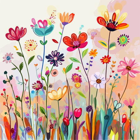 Colorful floral background with flowers. Vector illustration. Eps 10.のイラスト素材