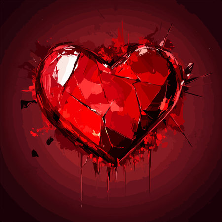 Red heart on a grunge background. Vector illustration for your designのイラスト素材