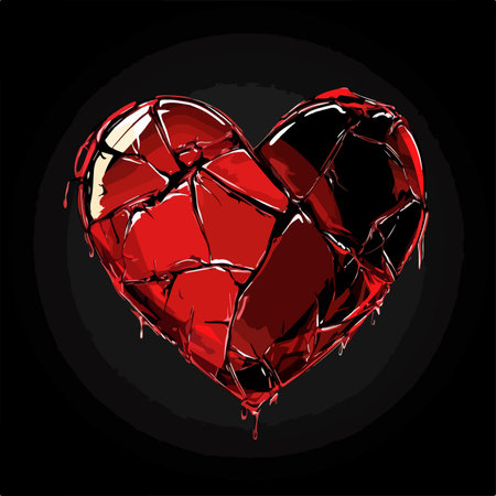 Broken heart on a black background. Vector illustration for your designのイラスト素材