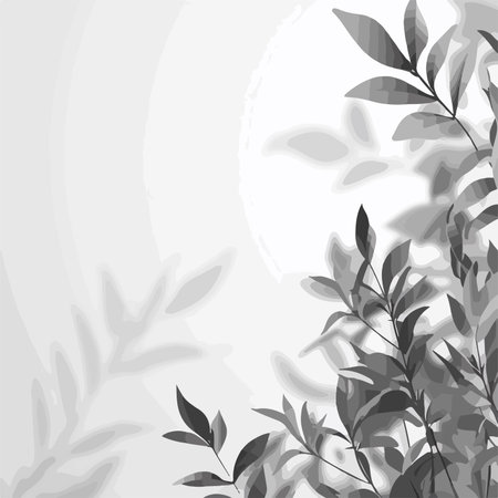 Background with branches and leaves. Vector illustration in black and white colors.のイラスト素材