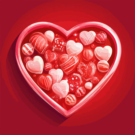 Valentines day background with heart shaped candies. Vector illustration.のイラスト素材