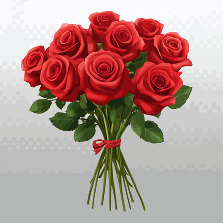Bouquet of red roses on a gray background. Vector illustrationのイラスト素材