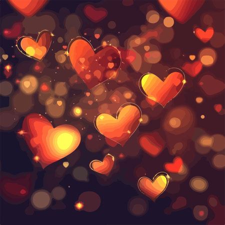 Valentine's day background with hearts and lights. Vector illustration.のイラスト素材