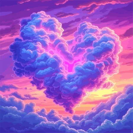 Heart of the clouds. Valentine's day background. Vector illustration.のイラスト素材