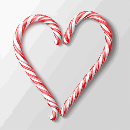 Christmas candy canes in the shape of a heart. Vector illustration.のイラスト素材