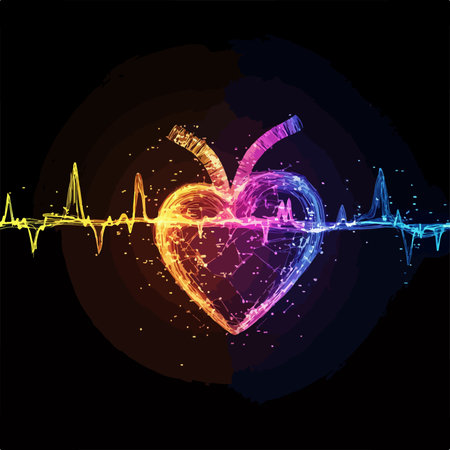 Vector heart with electrocardiogram on black background. Vector illustration.のイラスト素材
