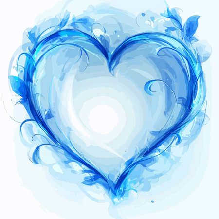 Blue watercolor heart on a white background. Vector illustration for your designのイラスト素材