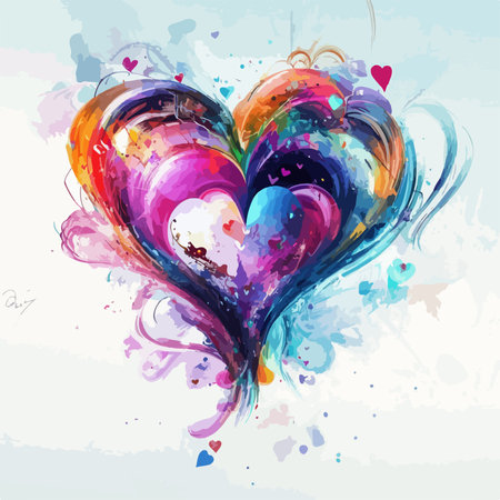 Valentine's day background with colorful heart. Vector illustration.のイラスト素材