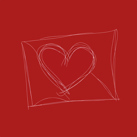 valentine's day card with a heart on a red backgroundのイラスト素材