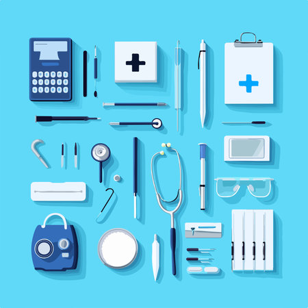 Medical tools and equipment icons set. Flat design. Vector illustration.のイラスト素材