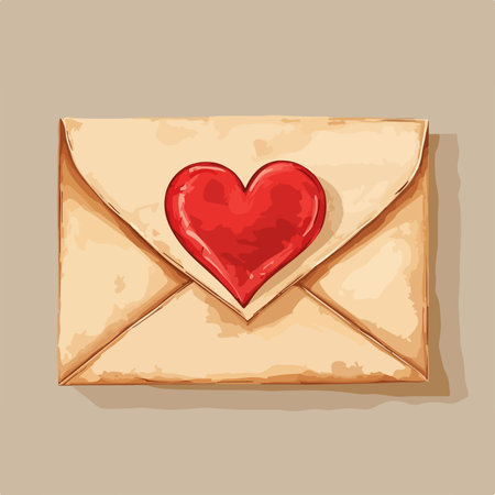 Envelope with a red heart in the center. Vector illustration.のイラスト素材