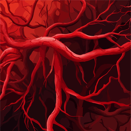 Red Tree Roots. Vector Illustration. Red Tree Roots Background.のイラスト素材