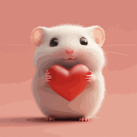 Funny hamster with a heart in his paws. Vector illustration.のイラスト素材
