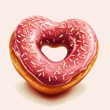 Donut with pink glaze and sprinkles. Vector illustration.のイラスト素材