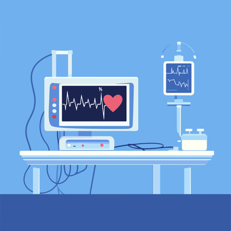 Cardiogram on a monitor. Vector illustration in flat style.のイラスト素材