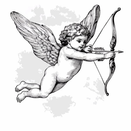 Cupid with bow and arrow. Cupid with bow and arrow.のイラスト素材