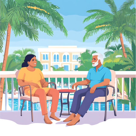 Senior Indian Couple Enjoys Leisurely Afternoon on Serene Balconyの素材