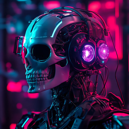 Cyberpunk Skull Reimagined with Modern Cybernetic Technologyの素材