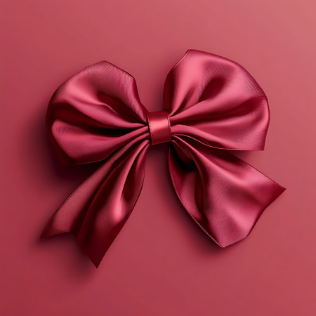 Vector Red Ribbon with Bow and Shiny Textureの素材