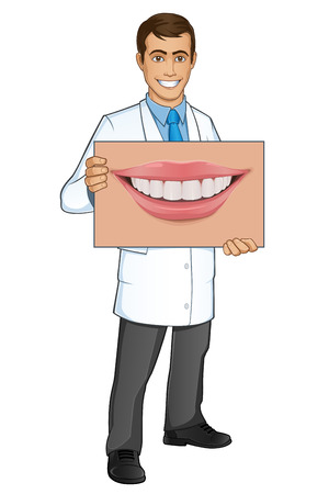 Sympathetic dentist, you have a poster shows a mouthのイラスト素材
