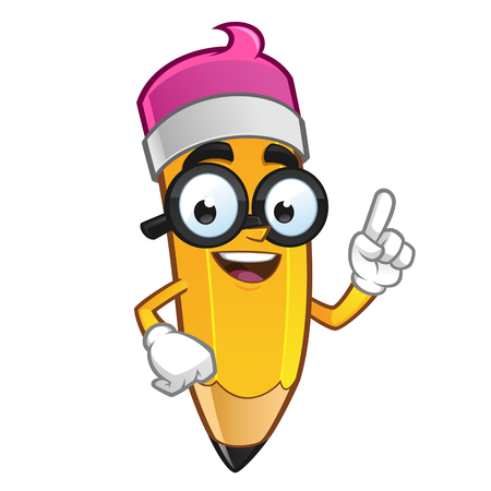 Mascot Illustration of a Pencil he is explaining somethingのイラスト素材