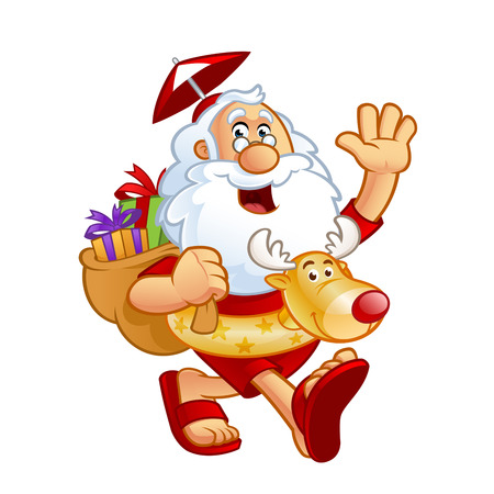 Sympathetic Santa Claus dressed in summer clothesのイラスト素材