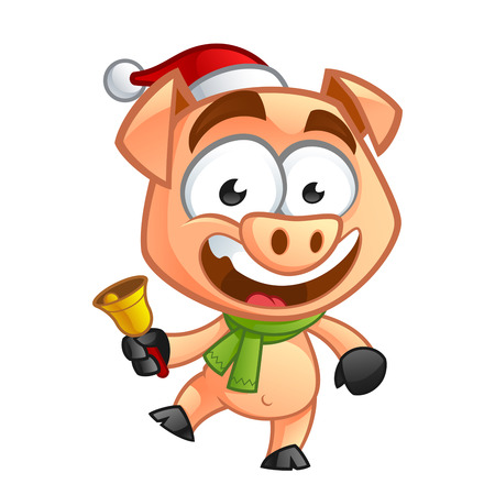 Nice little pig dressed in Christmas clothesのイラスト素材