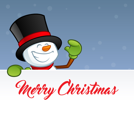 Christmas greeting card, with a funny snowmanのイラスト素材