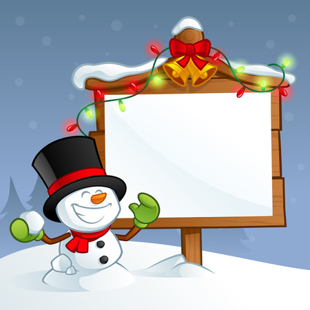 Christmas greeting card, with a funny snowmanのイラスト素材