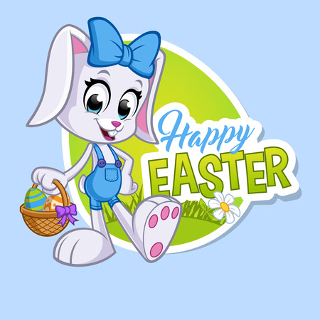 Easter greeting card with a cute bunnyのイラスト素材