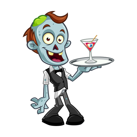 Funny zombie, he is dressed in waiter clothesのイラスト素材