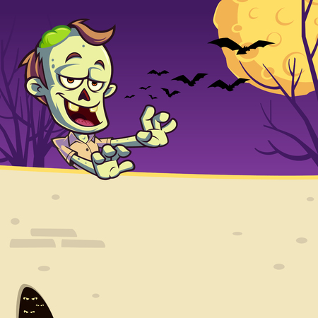 Funny zombie to celebrate halloween partyのイラスト素材