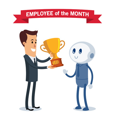 A robot receives the award for the best employee of the monthのイラスト素材