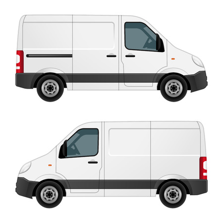 Vector illustration of a white van, view of the right side and the left sideのイラスト素材