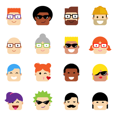 Set of avatars of people of different styles and agesのイラスト素材