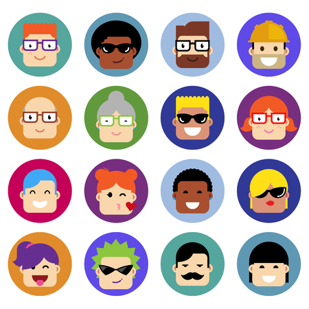 Set of avatars of people of different styles and agesのイラスト素材