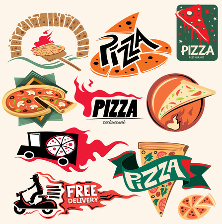 Pizza Restaurant Icon Collection Vector Artのイラスト素材