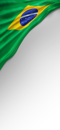 3D Abstract Brazil Flag, Brazilian Colors (3D Render)の写真素材