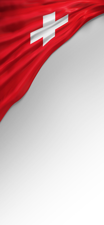 Flag Swiss Colors, Switzerland Flag (3D Render)の写真素材