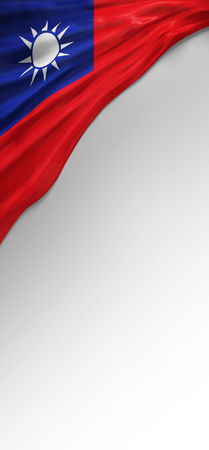 Flag Taiwanese Colors, Taiwan Flag (3D Render)の写真素材