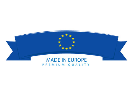 Made in EU Ribbon, European Flag (Vector Art)のイラスト素材