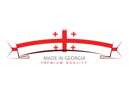 Made in Georgia Ribbon, Georgian Flag (Vector Art)のイラスト素材